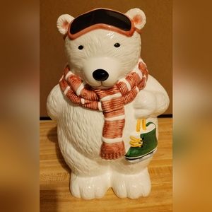 Vintage 1970's Asia Master Group Ice Skating Polar Bear Cookie Jar #WH-1
